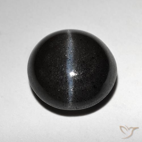 2.87ct Natural Preto Escapolita Olho de Gato, Redondo, Translúcido