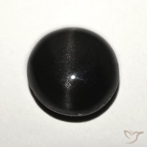 3.89ct Natural Preto Escapolita Olho de Gato, Redondo, Translúcido