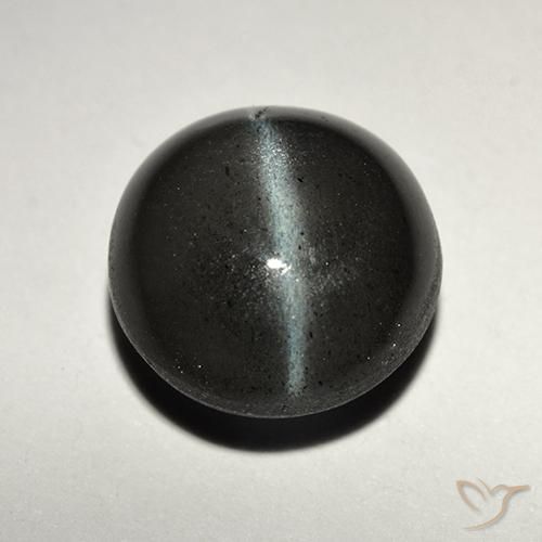 2.82ct Natural Preto Escapolita Olho de Gato, Redondo, Translúcido