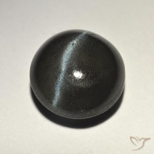 Escapolita Olho de Gato Preto Natural 2.82ct, Redondo, Translúcido