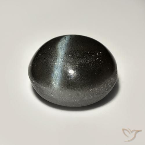 Escapolita Olho de Gato Preto Natural 2.82ct, Redondo, Translúcido