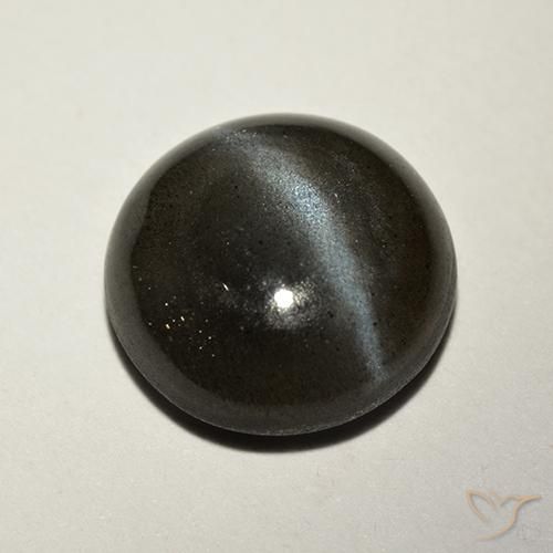 Escapolita Olho de Gato Preto Natural 2.62ct, Redondo, Translúcido