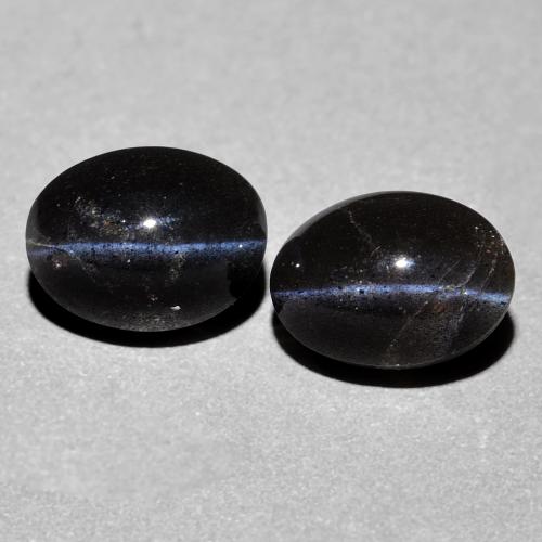 Pedras preciosas de Escapolita Olho de Gato Preto natural de 4.74 ct, Corte Oval, Opaco