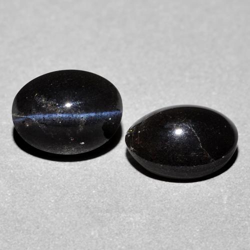 Pedras preciosas de Escapolita Olho de Gato Preto natural de 4.74 ct, Corte Oval, Opaco