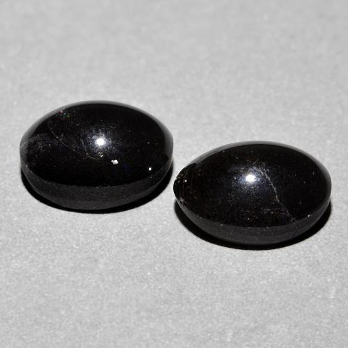 Pedras preciosas de Escapolita Olho de Gato Preto natural de 4.74 ct, Corte Oval, Opaco