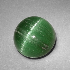 Cat's eye tourmaline verde natural 2,47ct, corte redondo, translúcido