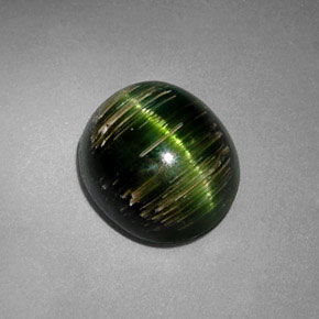 Cat's eye tourmaline verde natural 3,24ct, corte oval, translúcido