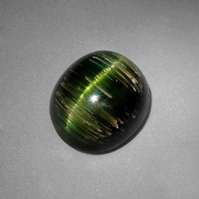 Cat's eye tourmaline verde natural 3,24ct, corte oval, translúcido