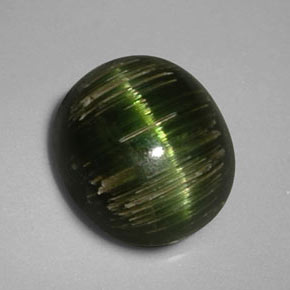Cat's eye tourmaline verde natural 3,24ct, corte oval, opaco