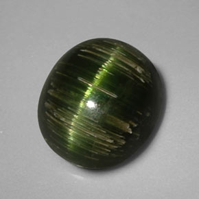 Cat's eye tourmaline verde natural 3,24ct, corte oval, opaco