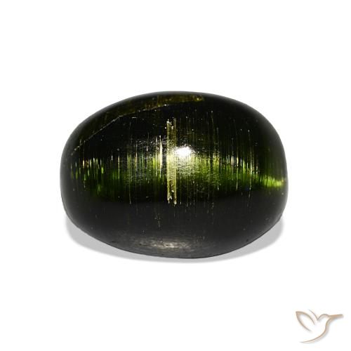 Turmalina Olho de Gato Terra Profunda Verde Natural 5.24ct, Corte Oval, Opaco