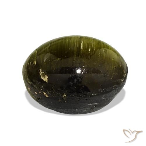 Turmalina Olho de Gato Verde médio Natural 13.44ct, Corte Oval, Opaco