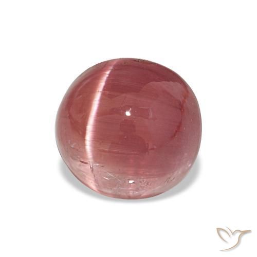 Turmalina Olho de Gato vermelho arroxeado Natural 4.93ct, Corte Oval, Translúcido