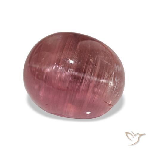 Cat's eye tourmaline rosa natural 7,02ct, corte oval, translúcido