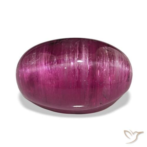 Turmalina Olho de Gato roxo avermelhado Natural 14.28ct, Corte Oval, Translúcido