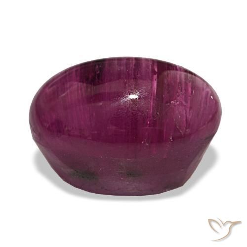 Turmalina Olho de Gato roxo avermelhado Natural 14.28ct, Corte Oval, Translúcido