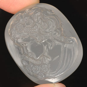 Calcedônia branco natural 64,46ct, transparente, transparente/translúcido