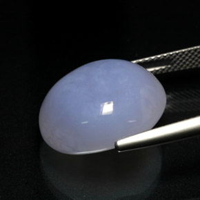 Calcedônia azul natural 16,62ct, corte oval, translúcido