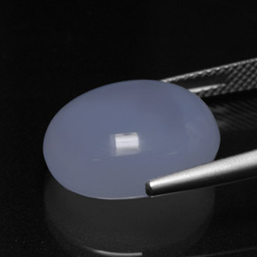 Calcedônia azul natural 12,69ct, corte oval, translúcido