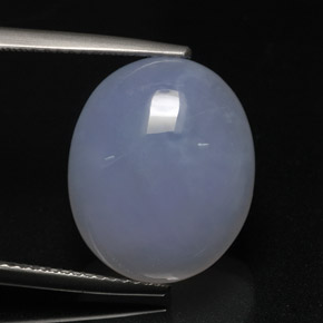 Calcedônia azul natural 12,71ct, corte oval, translúcido