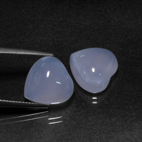 Pedras preciosas de calcedônia azul natural de  ct, formato de coração, translúcido
