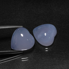 Pedras preciosas de calcedônia azul natural de  ct, formato de coração, translúcido