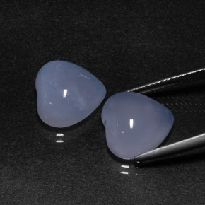 Pedras preciosas de calcedônia azul natural de  ct, formato de coração, translúcido