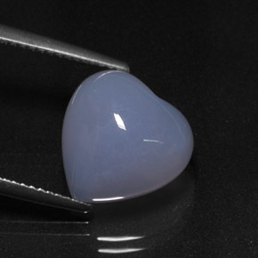 Calcedônia azul natural 7,02ct, formato de coração, translúcido