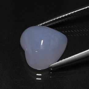 Calcedônia azul natural 7,02ct, formato de coração, translúcido