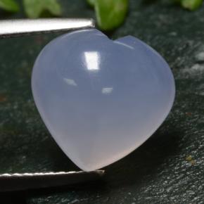 Calcedônia azul natural 5,51ct, formato de coração, translúcido
