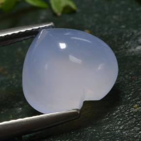 Calcedônia azul natural 5,51ct, formato de coração, translúcido