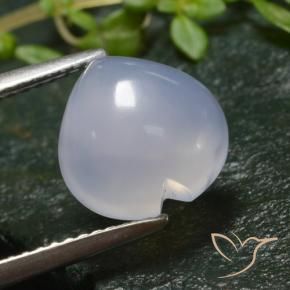 Calcedônia Violeta claro azulado Natural 3.16ct, Coração, Translúcido