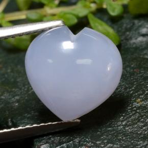 Calcedônia violeta natural 4,07ct, formato de coração, translúcido