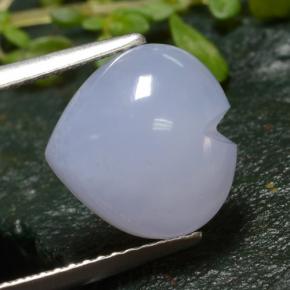 Calcedônia violeta natural 4,07ct, formato de coração, translúcido