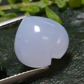 Calcedônia violeta natural 4,07ct, formato de coração, translúcido