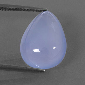 Calcedônia azul natural 7,82ct, formato de pêra, transparente