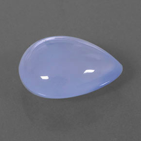 Calcedônia azul natural 7,82ct, formato de pêra, transparente