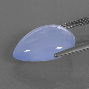Calcedônia azul natural 7,82ct, formato de pêra, transparente
