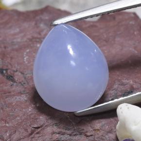 Calcedônia azul natural 5,82ct, formato de pêra, translúcido