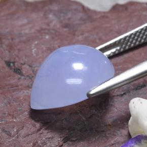 Calcedônia azul natural 5,82ct, formato de pêra, translúcido