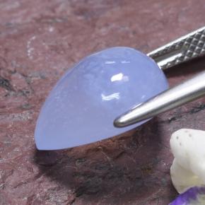 Calcedônia azul natural 5,62ct, formato de pêra, translúcido