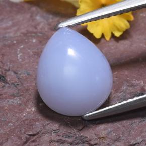 Calcedônia azul natural 3,68ct, formato de pêra, translúcido