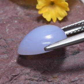 Calcedônia azul natural 3,68ct, formato de pêra, translúcido