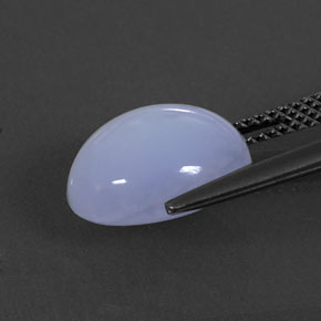 Calcedônia azul natural 5,86ct, corte oval, translúcido