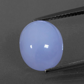 Calcedônia azul natural 4,96ct, corte oval, translúcido