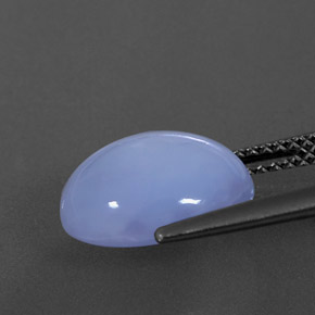 Calcedônia azul natural 4,96ct, corte oval, translúcido