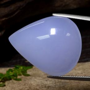 Calcedônia azul natural 34,26ct, formato de pêra, translúcido