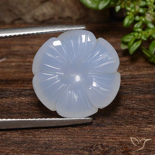 12.46ct Natural Azul claro Calcedônia, Flor cortada, Translúcido