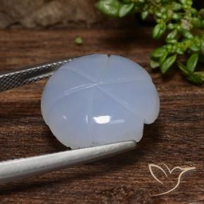 Calcedônia Azul claro Natural 12.46ct, Flor cortada, Translúcido