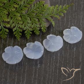 Pedras preciosas de Calcedônia Azul púrpura claro natural de 34.74 ct, Flor cortada, Translúcido